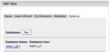 Documentazione ISPConfig 64 Nel campo "Password" inserire la password MySQL. Nota Bene: Un database viene creato soltanto dopo che si è inserita una password per la prima volta!