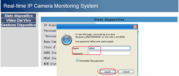 Inserire il nome utente e la password (l'utente predefinito è admin, lasciare vuoto il campo Password) Figura 1.