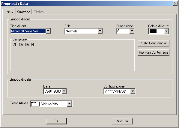 Document Viewer Menu Annotazione Data Crea una data.