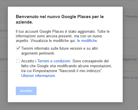 Al momento Google sta aggiornando tutte le vecchie Dashboard Google