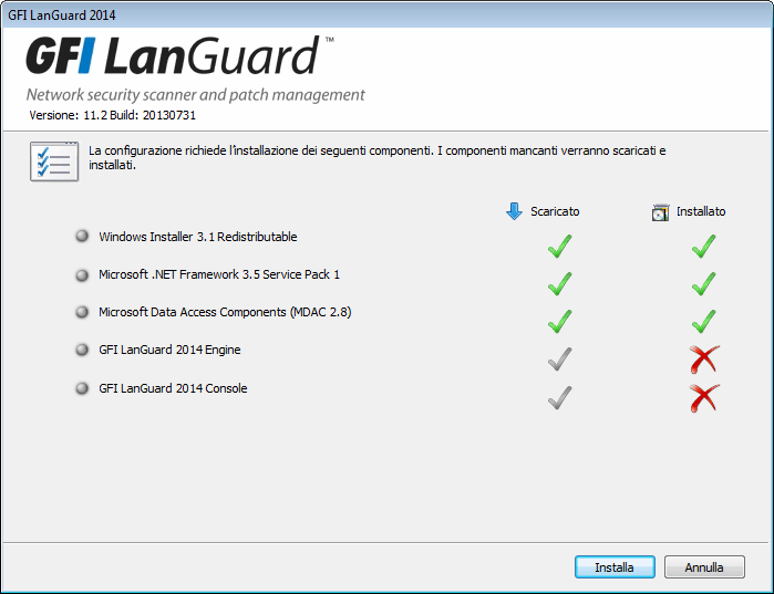 1. Accedere al computer dove sarà installato GFI LanGuard utilizzando le credenziali dell amministratore. 2. Avviare l installazione di GFI LanGuard.