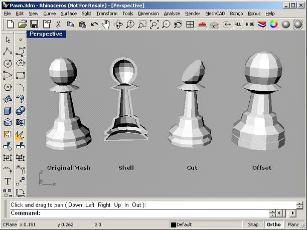 Rhinoceros Programma di disegno CAD 2D e 3D per la modellazione solida e di superfici.