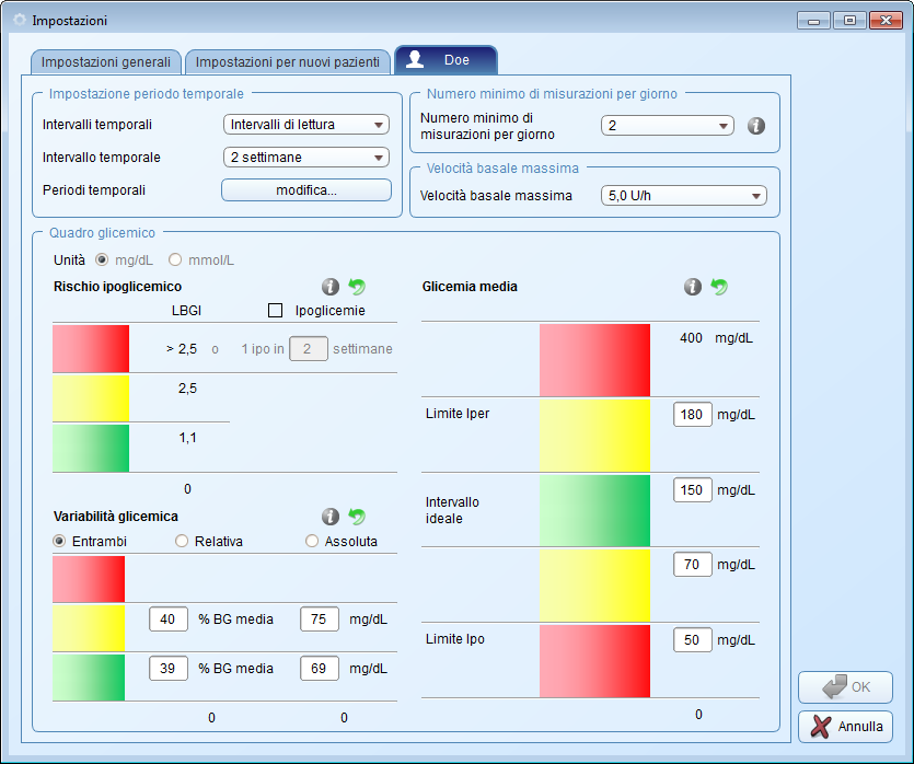 Capitolo 3, Avvio e configurazione del software Accu-Chek Smart Pix Impostazioni personalizzate per il record dati del paziente corrente In questo campo, denominato in base al record dati