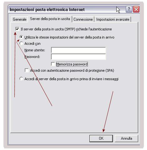 Passo 7 Autenticazione Server SMTP Passo 8 Parametri per la configurazione delle caselle PEC sul Client di Posta I parametri da utilizzare per la configurazione delle Caselle di Posta Certificata