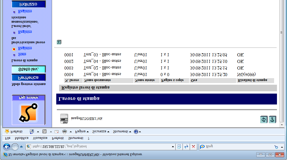 Visualizzazione dei registri dei lavori È possibile visualizzare i registri dei lavori elaborati dalla macchina.