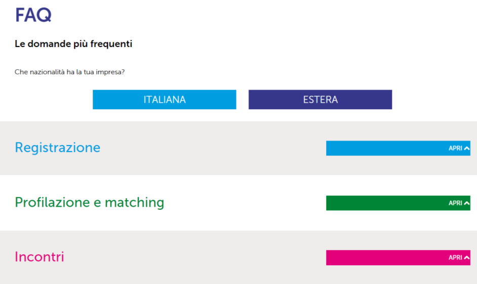 Expo Business Matching: Area Pubblica È possibile consultare la sezione