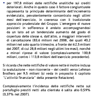 Le rettifiche di valore su crediti - L informativa di