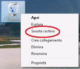 Recuperare un oggetto dentro al Cestino Qualche volta può succedere di buttare per errore nel Cestino un oggetto (file, collegamento ) che invece ci serviva.