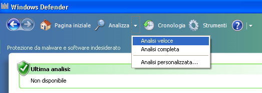 L operazione dura circa un paio di minuti e, alla fine, la finestra del programma modifica il colore della banda centrale da giallo a verde e ci informa che Windows Defender è aggiornato Ogni tanto è