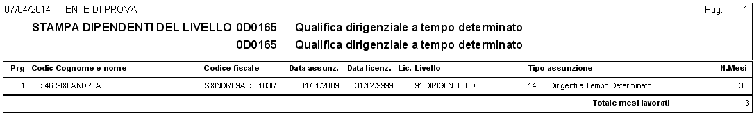 Stampa dipendenti x livello Conto Annuale Testata Cedolino (1 di 3) - Stampe Dipendenti per livello conto annuale su Testata Cedolino