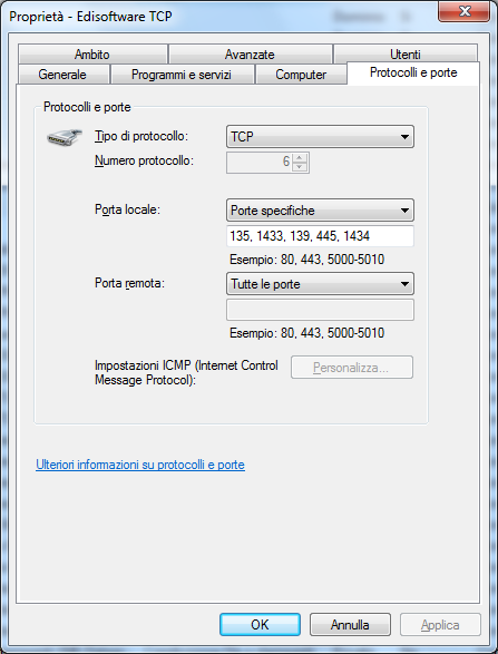 A differenza del Windows firewall il firewall di Windows 7 consente l inserimento di regole che gestiscono più porte