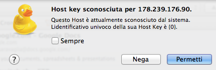 Potrebbe comparire una finestra con la scritta Host key sconosciuta. Cliccate su Permetti per proseguire. A questo punto sarete all interno del vostro server via FTP.