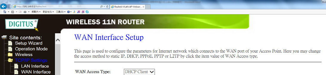 Questa pagina visualizza i parametri IP di WAN assegnati dinamicamente dal