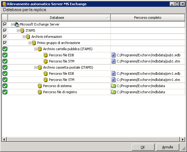 Rilevamento automatico dei file di database per tutti i database 3. Per avviare il rilevamento automatico, fare doppio clic sull'icona Rilevato automaticamente.