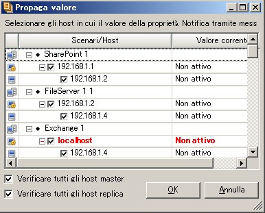 Impostazione delle proprietà del server master e di replica 3. Fare clic sul comando Propaga il valore. Viene visualizzata la finestra di dialogo Propaga il valore.