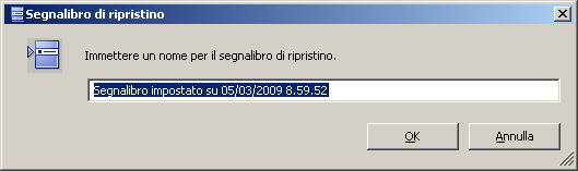 Impostazione di segnalibri Impostazione di segnalibri Un segnalibro è un punto di arresto impostato manualmente per marcare uno stato al quale è possibile eseguire il ripristino.