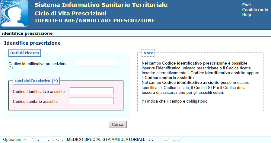 Home page della funzione Figura 7 Nelle pagine in cui è necessario è possibile tornare alla videata precedente attraverso specifici link posti in basso a