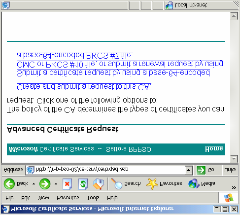 Accedendo tramite Internet Explorer a http://127.0.0.1/certsrv verrà mostrata la Home Page del tool Web per la richiesta dei certificati.