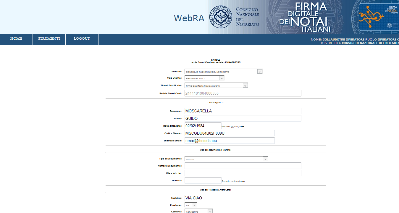 Figura 5 - Pagina d inserimento del codice di enroll 2.