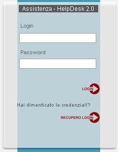 alla pagina di accesso ai servizi HELP DESK 2.0, compresi i servizi di LOGIN e RECUPERO CREDENZIALI: 1. accesso al servizio HELP DESK 2.