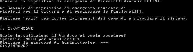 Per fare ciò è necessario utilizzare la Console di ripristino di Windows XP Per procedere, è necessario avere a portata di mano il disco d'installazione della versione di Windows XP presente sul