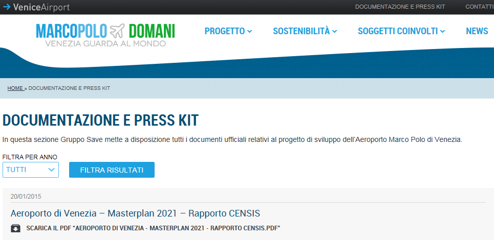 Da come si evince da queste Relazione del Master Plan 2021, in questi ultimi 10/15 anni a partire dal 2002 quando è stata inaugurata la NUOVA AEROSTAZIONE - l Aeroporto di Venezia è stato ampliato e