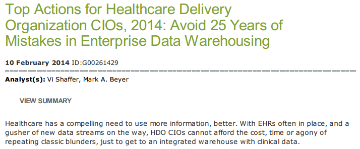 BI e Approccio Analitico in sanità Avoid 25 Years of Mistakes in Enterprise Data Warehousing, that the lack of a BI strategy is one of nine fatal flaws in business operations improvement (BOI).