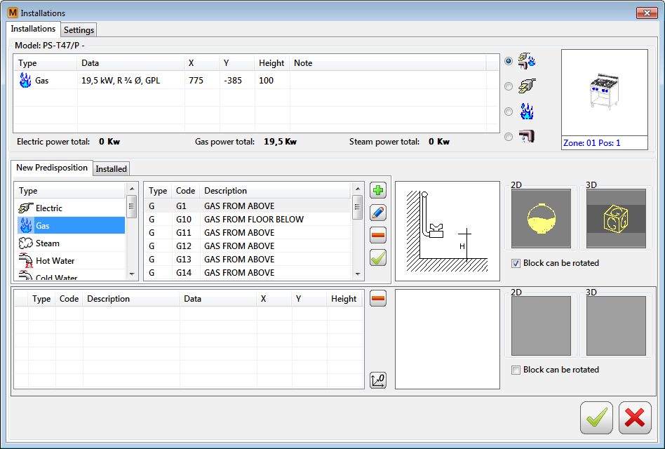 Utilizzate ora il pulsante INSTALLAZIONI della toolbar di MasterChef per avviare il comando per la gestione degli schemi di installazione.