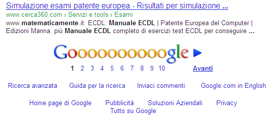 G. Pettarin ECDL Modulo 7: Internet 25 Nella pagina appare il numero di corrispondenze trovate con le parole manuali ecdl matematicamente (85.