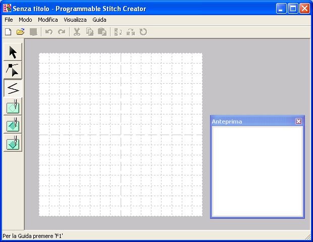 Comprensione delle finestre e utilizzo degli strumenti Finestra Programmable Stitch Creator 1 2 3 4 11 10 9 8 7 6 5 1 Barra del titolo 2 Barra dei menu Consente l'accesso alle funzioni.