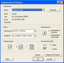 Gestione dei file dei disegni da ricamo (Design Database) Output di un catalogo di disegni da ricamo Stampa È possibile stampare le immagini di tutti i disegni da ricamo nella cartella selezionata in