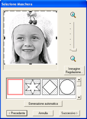 Conversione automatica di un'immagine in un disegno da ricamo (Layout & Editing/Immagine in esecuzione guidata punti) Se si seleziona Punto foto 2 (Mono) Viene visualizzata una finestra di dialogo