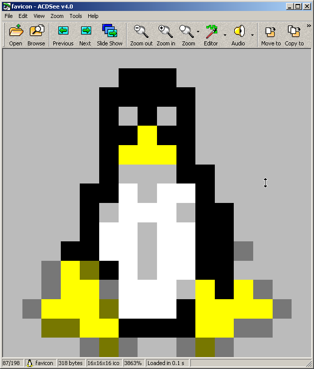 Icona del pinguino Linux (16 per 16