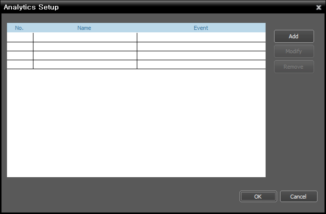 inex Standard 6. Inserire il nome del servizio di analisi video e selezionare la scheda Setup (Configurazione) tab.