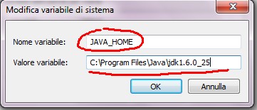 come valore il percorso alla jdk: quindi