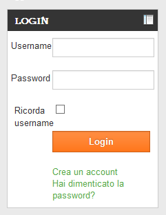 box Login in alto a sinistra,