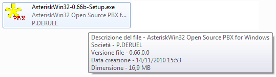 Asterisk Installazione Scaricare dalla rete il file indicato nella figura seguente che è la versione per Windows del noto centralino open