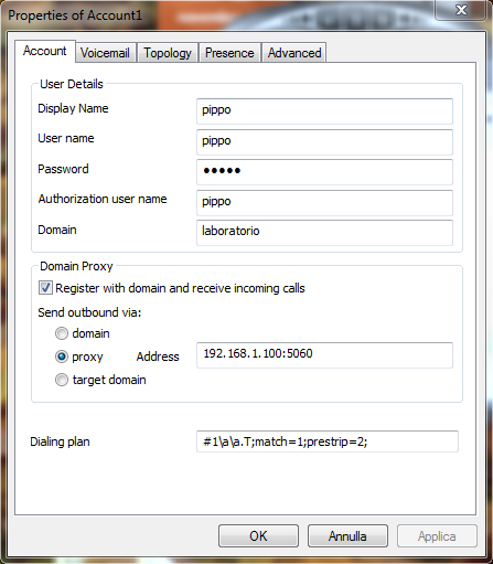 Asterisk Configurazione X-Lite 3 Utente dell