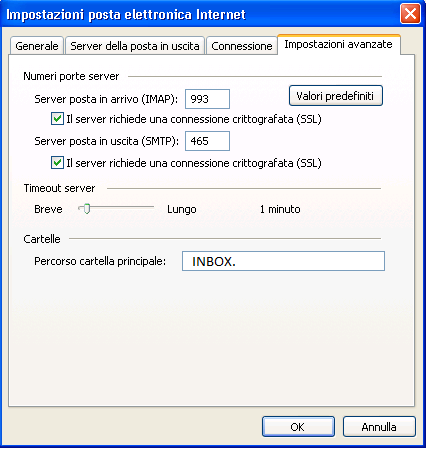 Figura 22: Microsoft Outlook Impostazioni avanzate (Configurazione Accesso tramite POP3) Figura 23: Microsoft Outlook Impostazioni avanzate