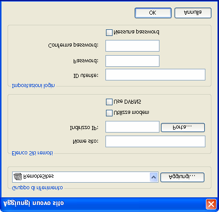 Guida utente Siti remoti: consente di configurare l'elenco delle connessioni per l'accesso remoto.