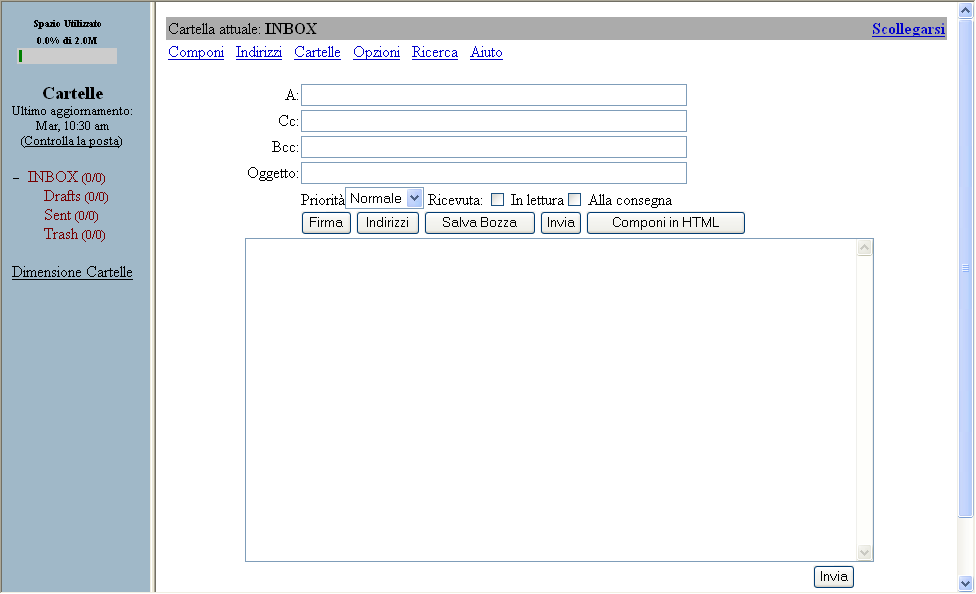 Cliccando sulla voce Accedi alla webmail, vi sarà richiesto di fornire il codice utente, e la password I sistemi webmail sono quasi tutti aderenti a questo modello: a sinistra trovate l elenco delle