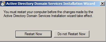 Installazione di Active Directory Fine dell installazione e richiesta del riavvio.