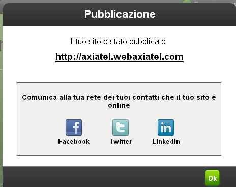 Per pubblicare il tuo sito Internet devi semplicemente cliccare su «Pubblicare» in alto a destra della pagina.