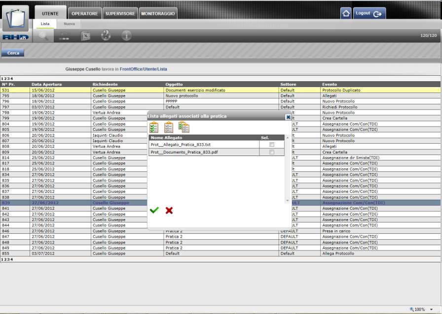 DOCUMENTI: pagina di navigazione configurabile I documenti archiviati nelle pratiche, sono