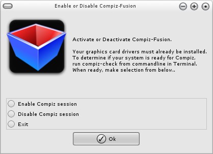 Fig.4 - Finestra di configurazione degli accessi al sistema En/Dis(able) CompizFusion Questa icona, una volta cliccata, da accesso alla finestra di abilitazione della famosa applicazione di desktop