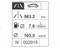 98 Strumenti e comandi Indicazione digitale della velocità Autonomia Consumo istantaneo Menu info parzializz.