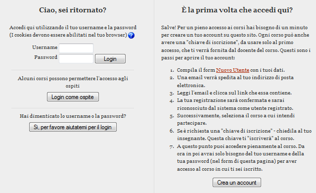 La registrazione serve per inserire i propri dati nel sistema, in modo da poter essere successivamente riconosciuti, e comporta l assegnazione di una username unica e la scelta di una password.