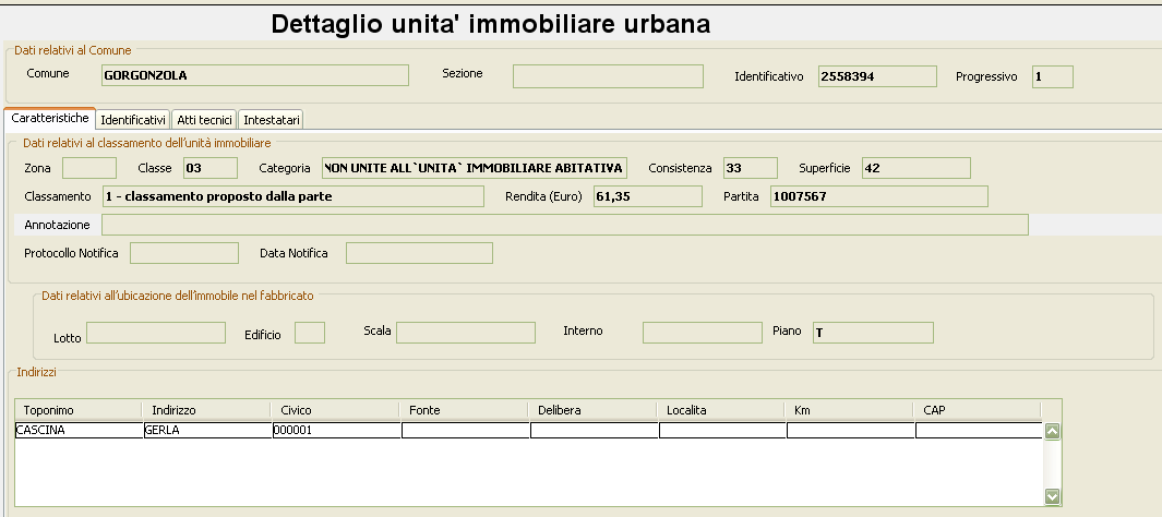 PAG. 28 DI 53 planimetria, il progressivo che segue indica il numero di pagina da visualizzare. Torniamo ora alla maschera della figura 3.3.3. La pagina centrale inizialmente visualizzata a partire dall elenco della figura 3.