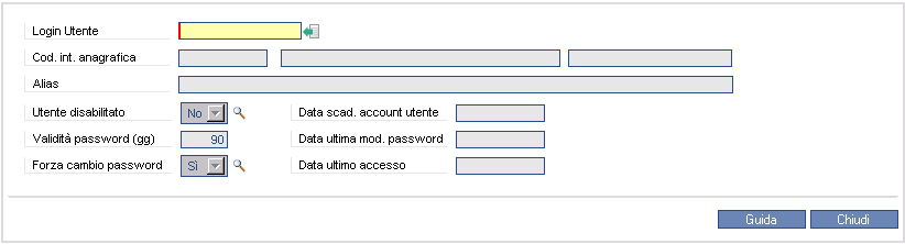 Modalità generale di gestione dati Inserimento : digitare nome / codice del nuovo elemento nel primo campo digitabile (ove permesso) e premere