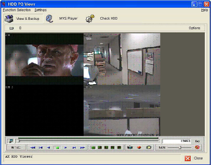 3. Come visualizzare il contenuto dell hard disk del DVR sul computer A. Interfaccia utente La pagina iniziale dell applicazione è: HDD PC VIEWER.